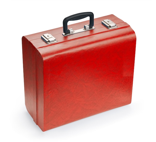 Red suitcase isolated on white background