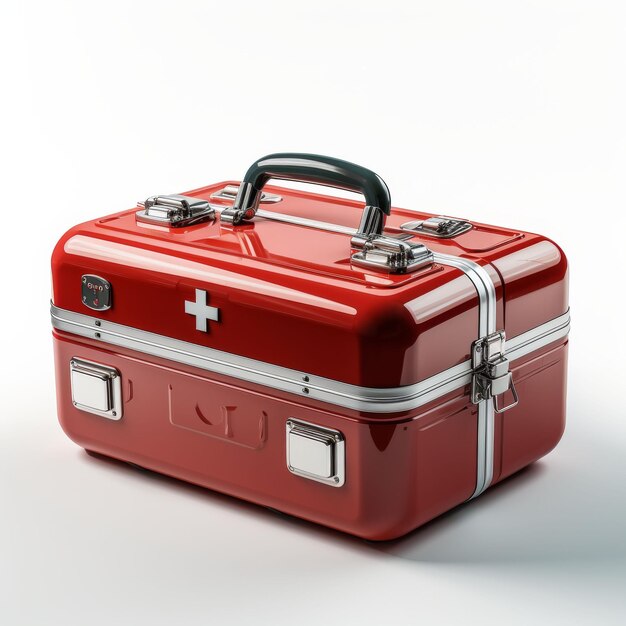 Photo red suitcase with white cross