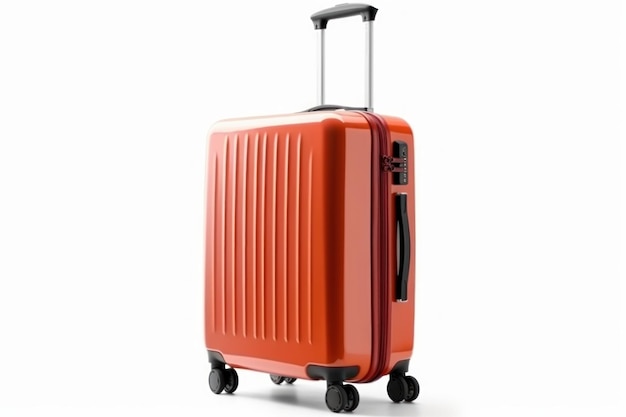 A red suitcase with the word travel on it
