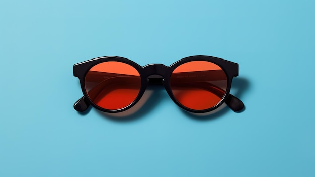 A red sunglasses on a blue background