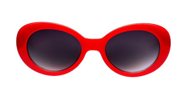 Foto occhiali da sole rossi isolati su bianco.