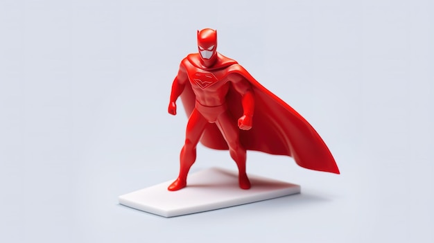 A red superhero figure with a cape on it