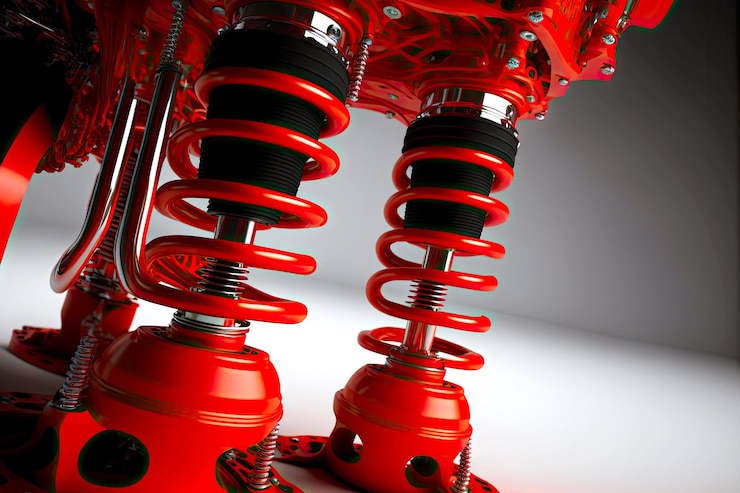 Photo red suv rally car shock absorber for suspension