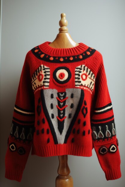 抽象的なデザインの赤いセーター ai