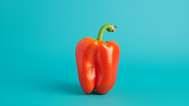 Red sweet pepper on blue background