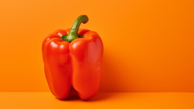 Photo red sweet pepper on orange background