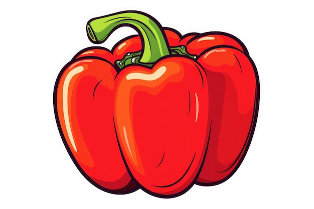 Foto red sweet pepper red paprika manga style vector illustration sticker contorno nero sfondo bianco