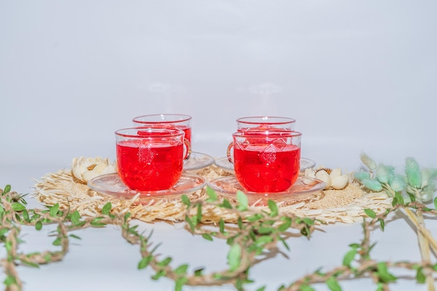 Red Syrup Filled Clear Glass Cup