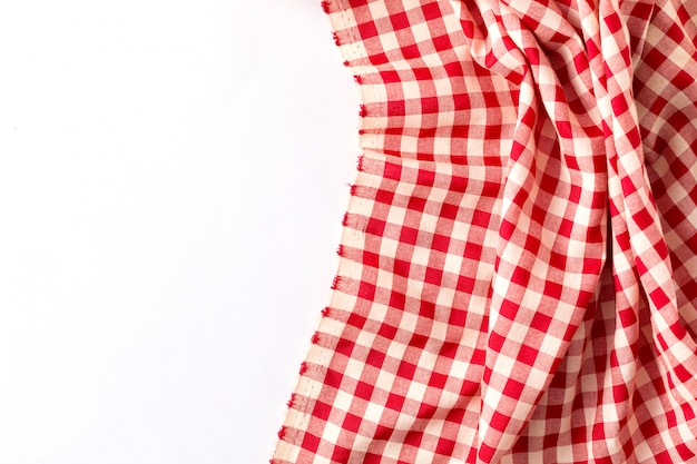 red table cloth on white background