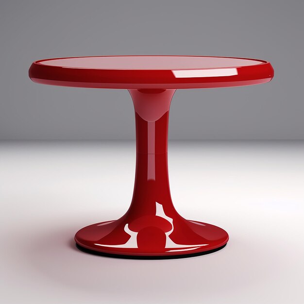 a red table with a white and red glass top