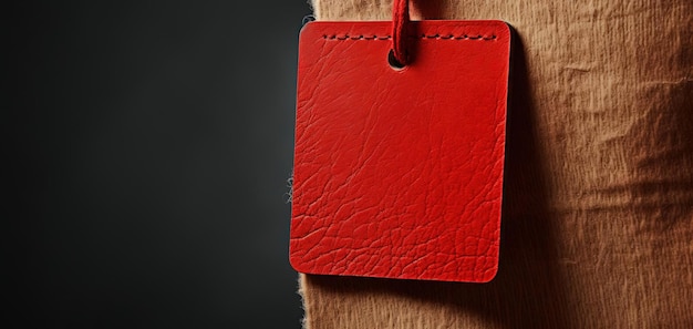 a red tag hangs on a sweater in the style of textured pigment planes