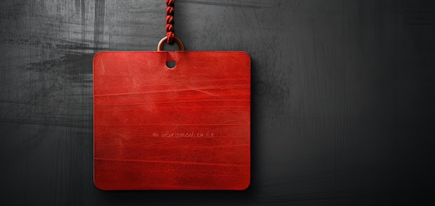 a red tag hangs on a sweater in the style of textured pigment planes