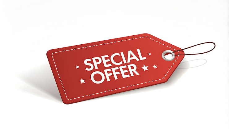 Photo a red tag with a price tag for special offer