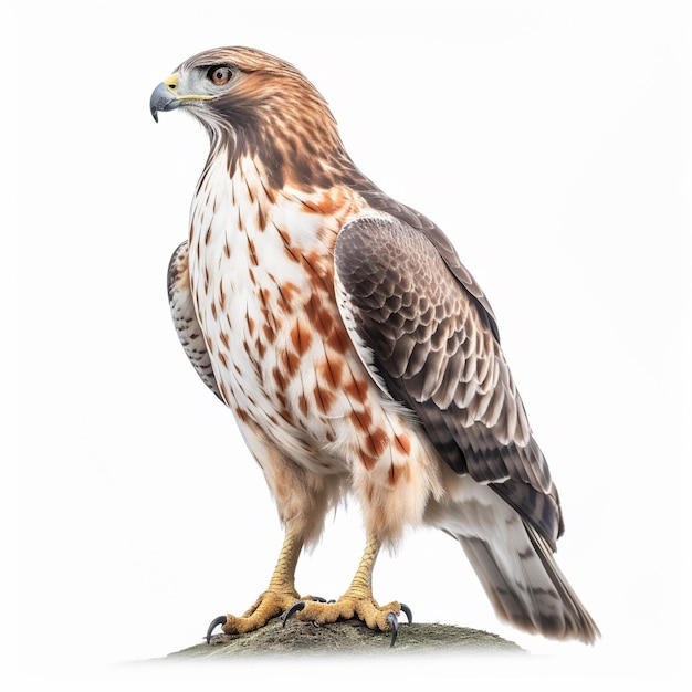 red tailed hawk on white background