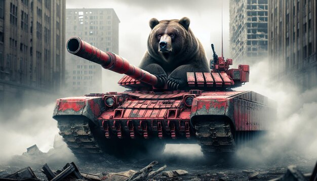 Photo a red tank with a bear on the front and the word bear on the front