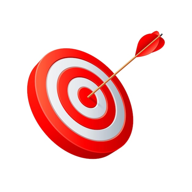 a red target with a white background and a red arrow pointing to the right