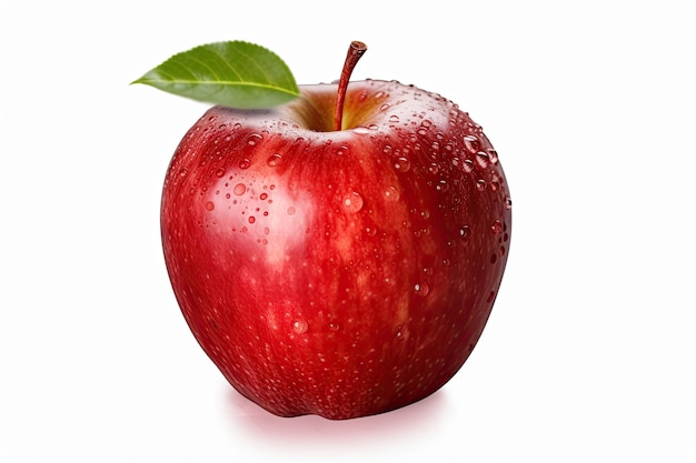 Red tasty apple with drops isolated on a white background Generative AI