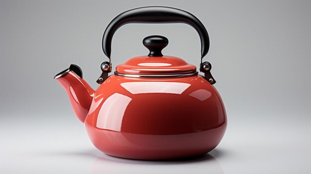 Photo red teapot isolated on white background generative ai