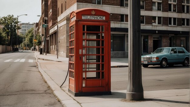 Foto cabina telefonica rossa in una strada della città