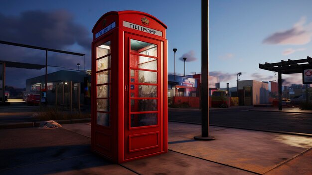 a red telephone booth with the word  key  on the front