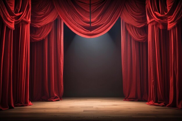 Red theater curtains stage