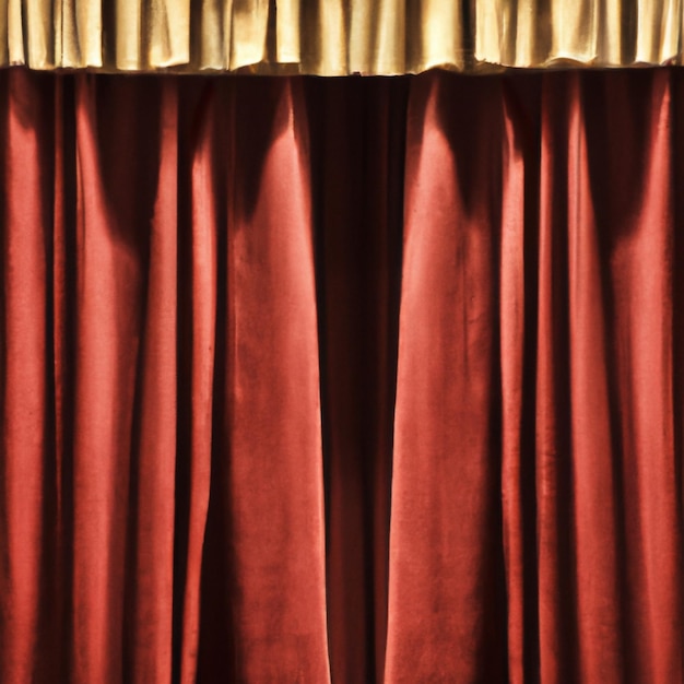 Photo red theater curtains with beautiful pleats background with velvet curtain