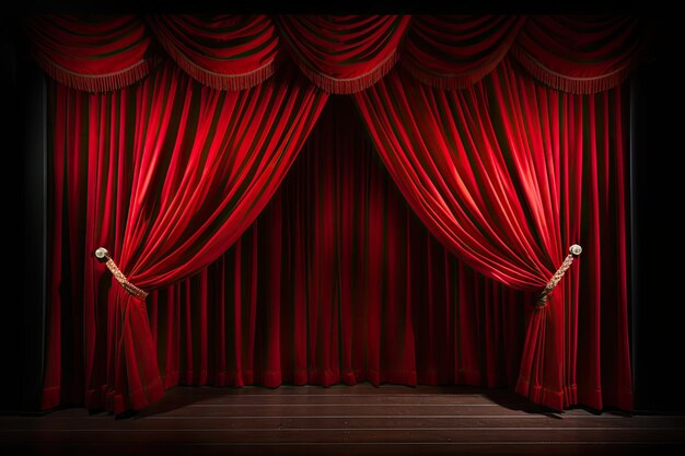 Red theatre curtain with black background