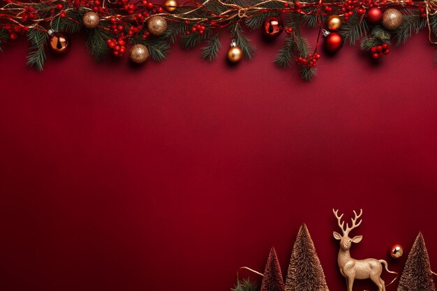 Red theme beautiful christmas concept with blank space