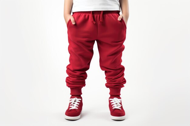 Red Thermel Jogger for Boys Isolated On White Background