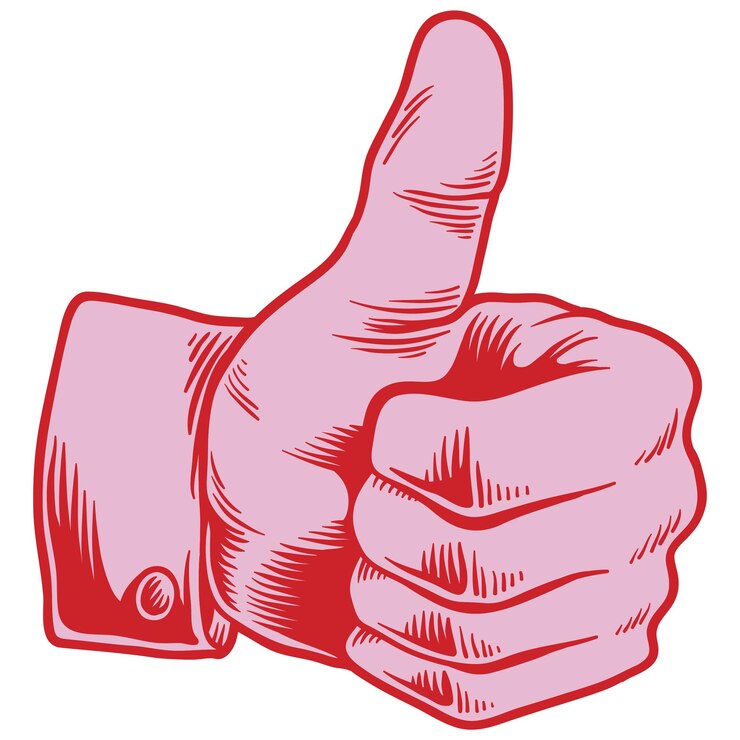 Photo red thumbs up sticker design element