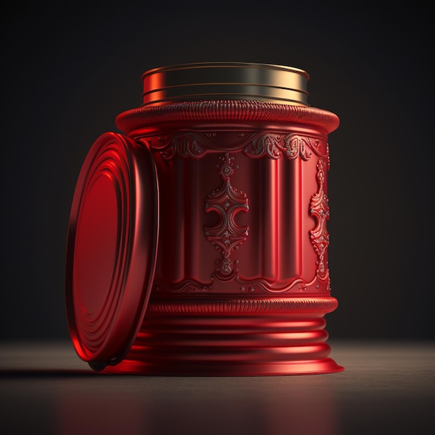 Red tin can on a red background