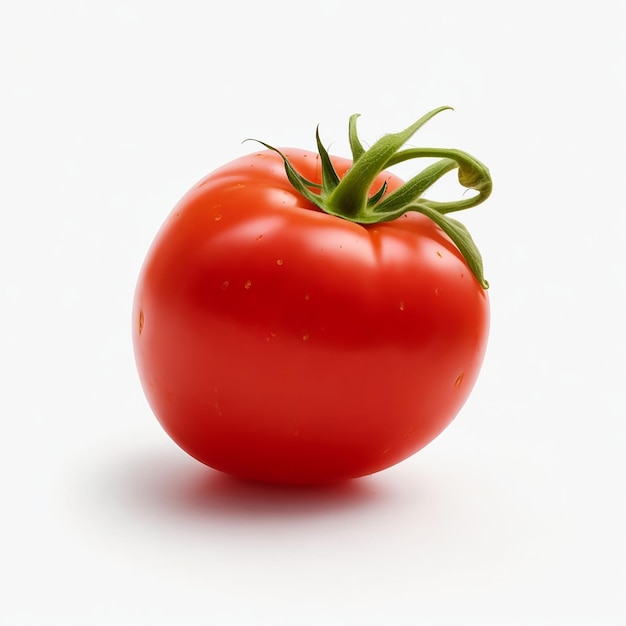 Red tomato on white background