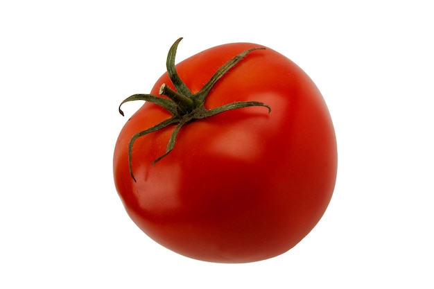 Red tomato on white background