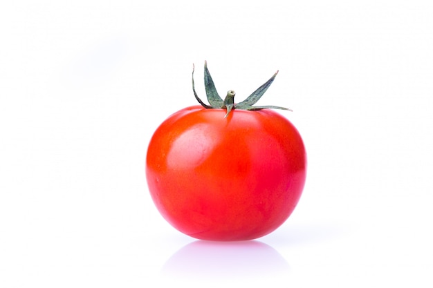 Red tomato on white