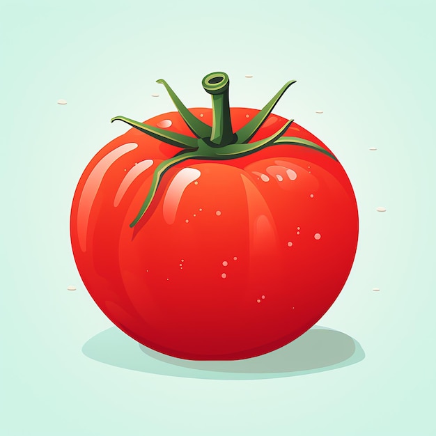 a red tomato with green stem