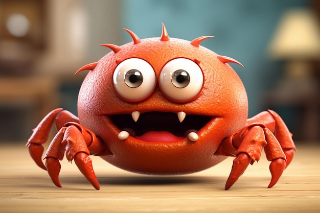 A red tomato with two eyes and a big smile on it.