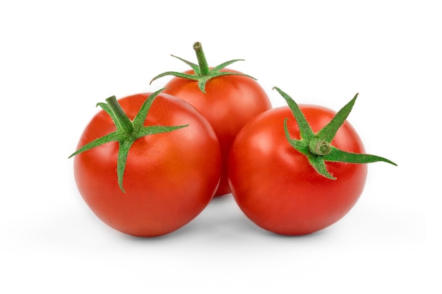 Red tomatoes, isolated on white background with clipping path.