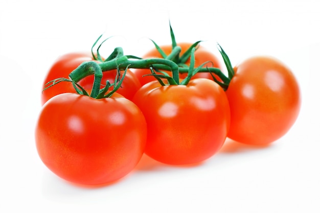 Red tomatoes on a white background