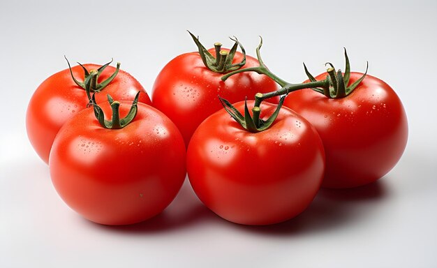 Red tomatoes on a white background