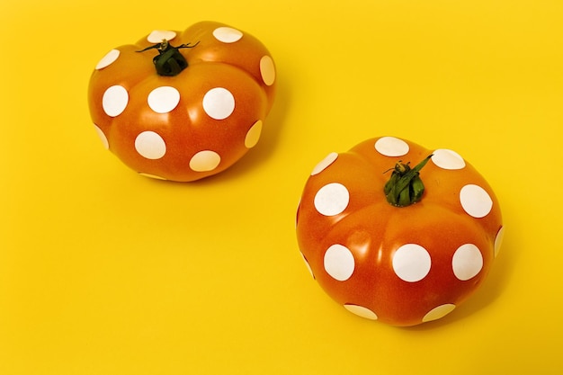 Red tomatoes with white polka dots