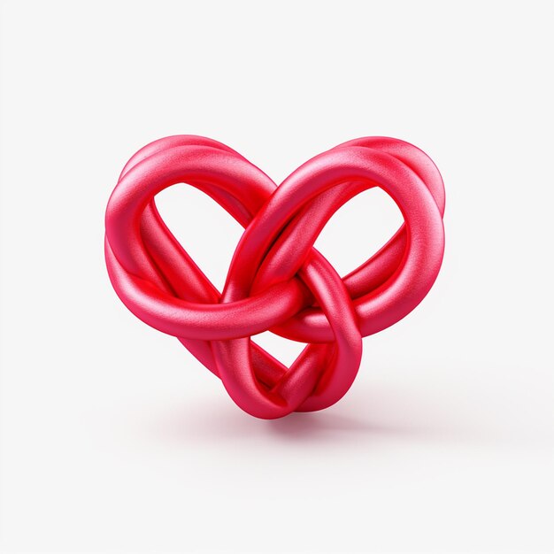 Photo red torus knot heart on white background