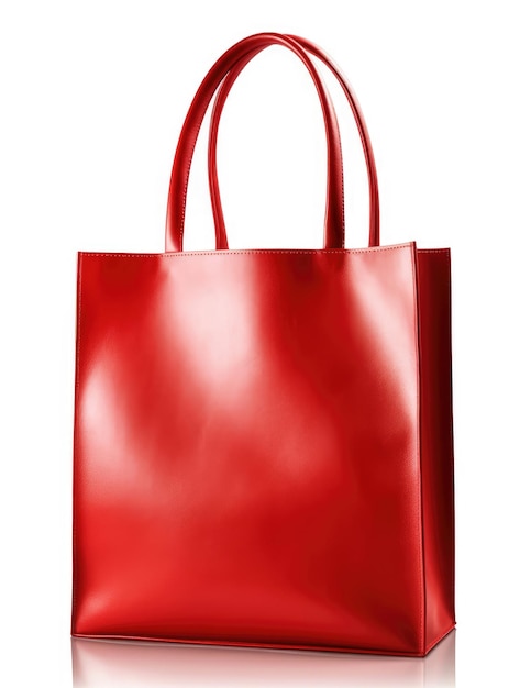 Red tote bag isolated on white background