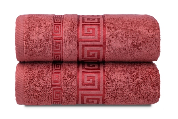 a red towel with a pattern of squares on it