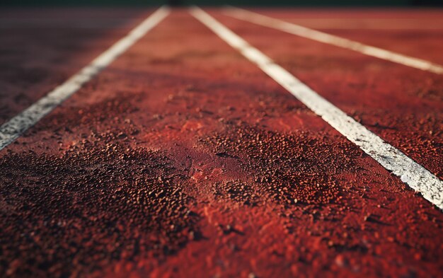 Foto una pista rossa con una linea bianca che dice correre su di essa