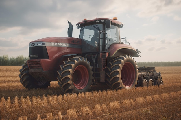 A red tractor with the word dian on it