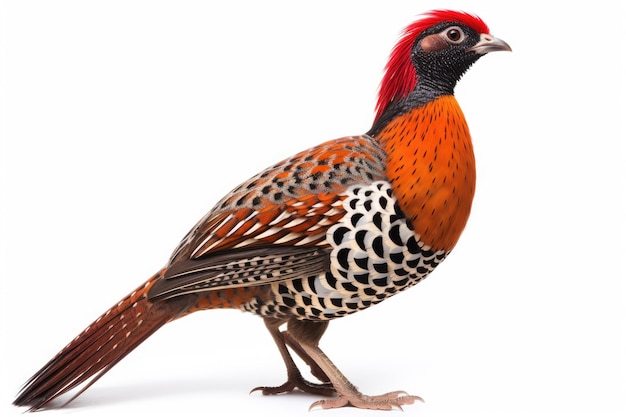 Red tragopan on a white background