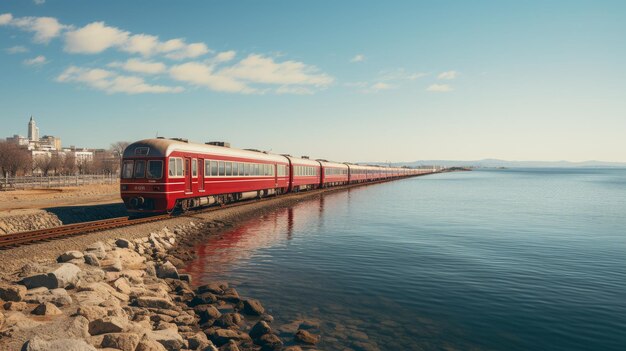 Красный поезд по водным рельсам