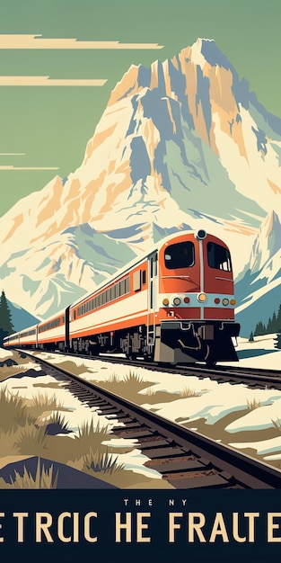 a red train is going through a snowy landscape