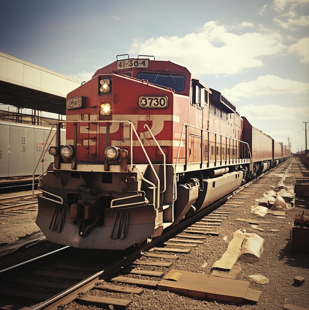 A red train with the word whit on the front