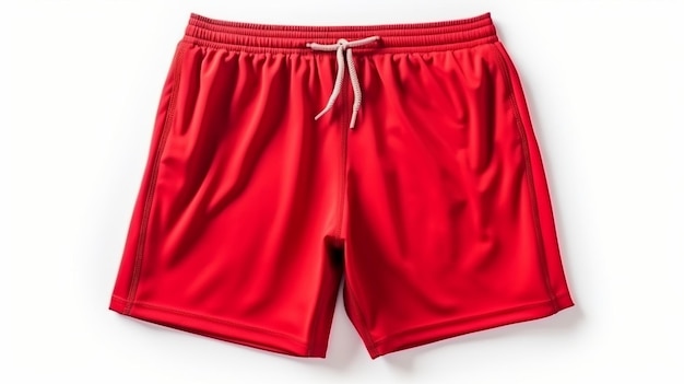 Red training shorts isolated on white background Generative ai